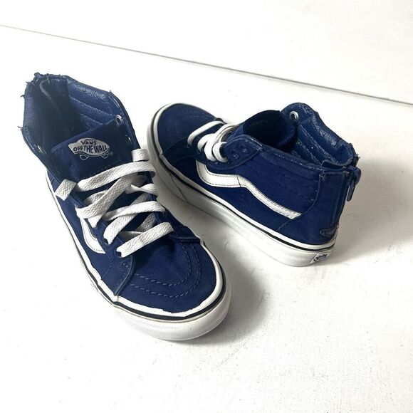 Vans Off The Wall Sk8 Little Kids Size 13 Navy Blue Sneaker Shoe Zip Up High Top - Picture 5 of 11